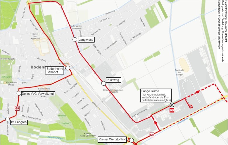 Linienplan Ausschnitt Bodenheim